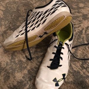 Under Armour blue and gold shoes